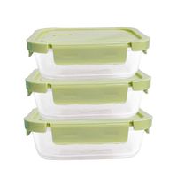 Taper De Vidrio 700ml Hermético y Práctico 3 Unidades Verde