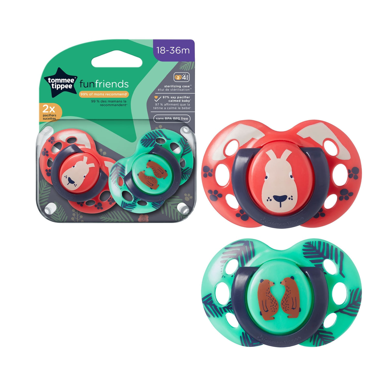 Pack X2 Chupones Tommee Tippee Fun Style 18-36M Niña