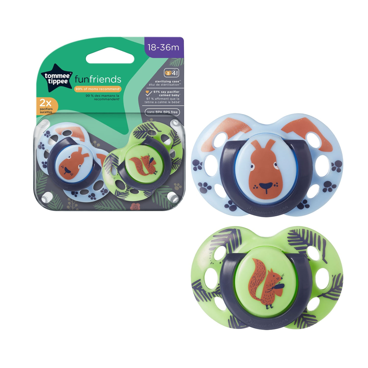 Pack X2 Chupones Tommee Tippee Fun Style 18-36M Niño