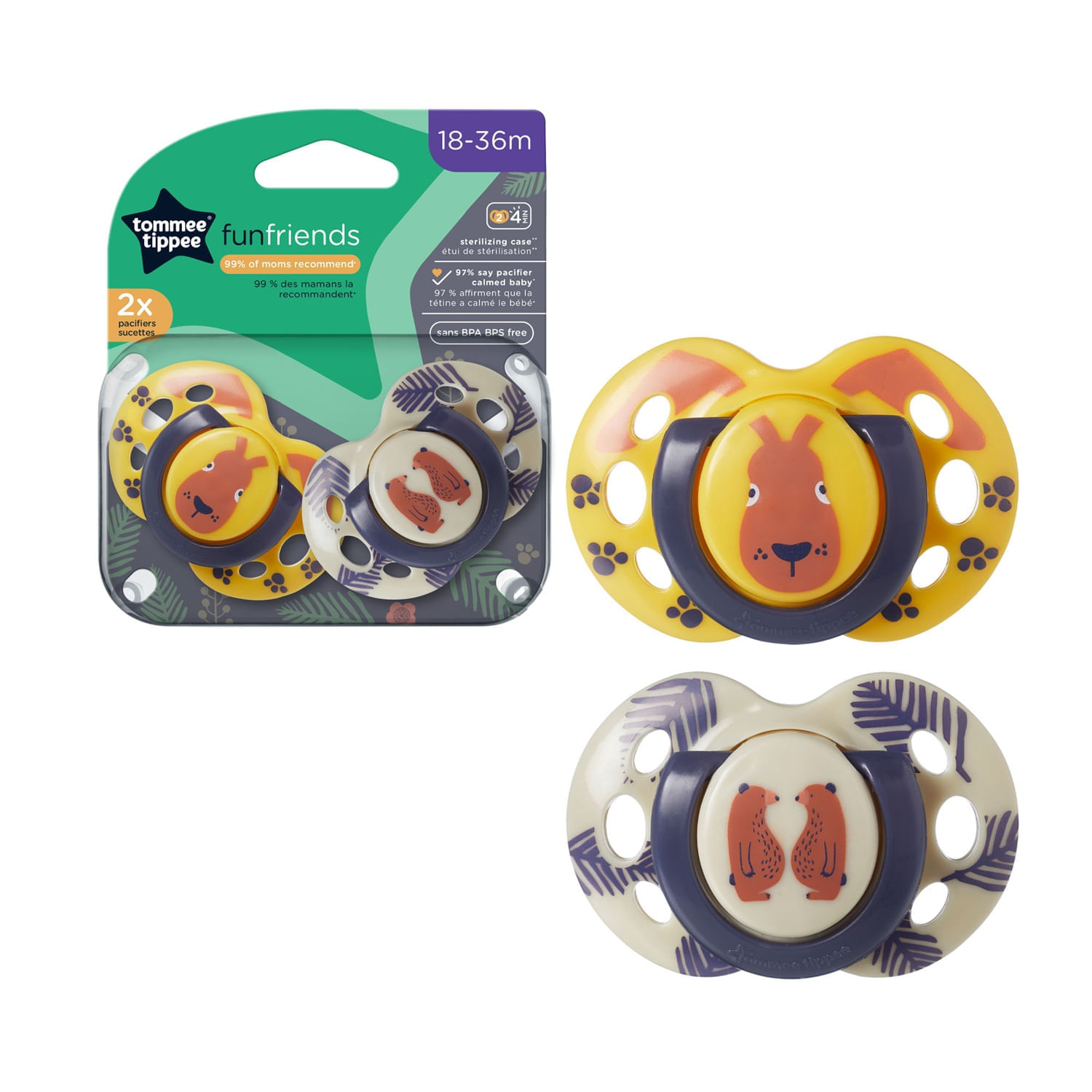 Pack X2 Chupones Tommee Tippee Fun Style 18-36M Neutro