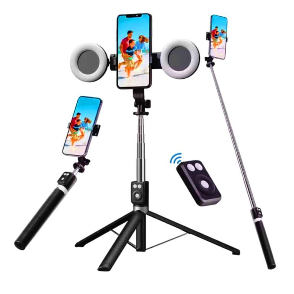 Tripode Control Bluetooth Luz Led 170cm Negro Palo Selfie
