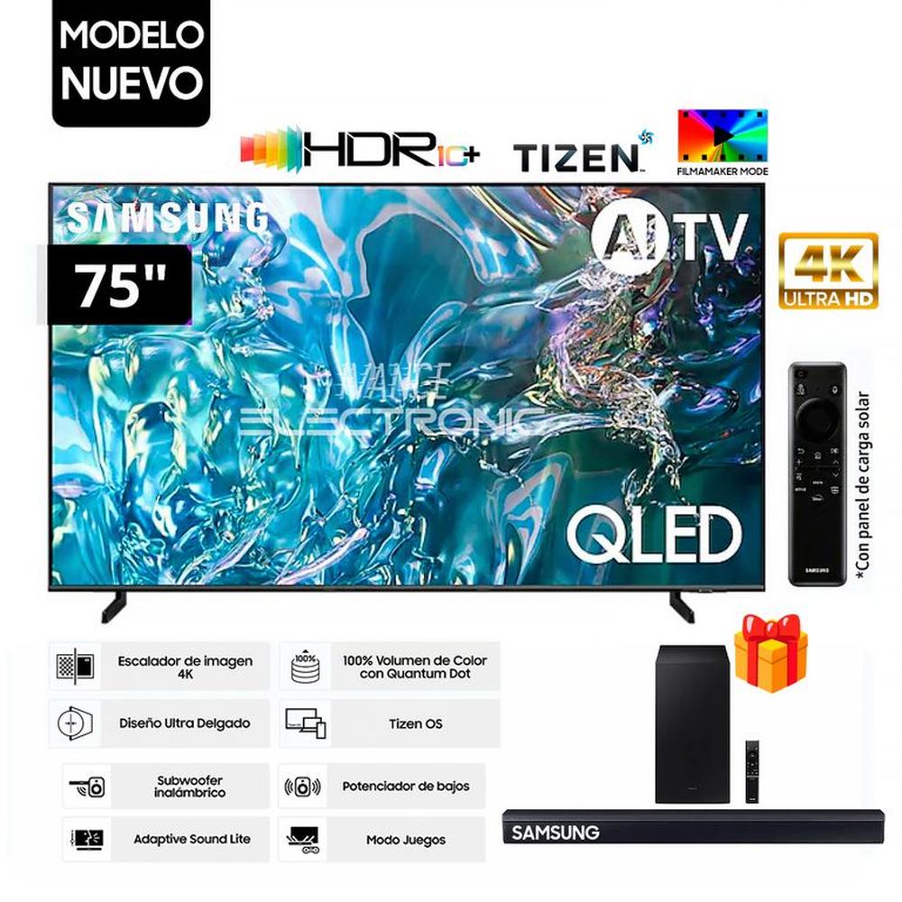 Televisor Samsung 75 Pulg. QLED Smart Tizen TV UHD 4K QN75Q60DAGXPE - Soundbar HW-C450
