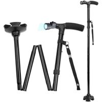 Bastón Plegable para Caminar con Luz Led 5 Niveles Altura 95cm