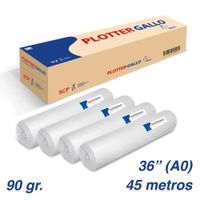 ROLLO PAPEL PLOTTER BOND GALLO 90 GR 36 X 45 MTS A0 CAJA DE 4 ROLLOS