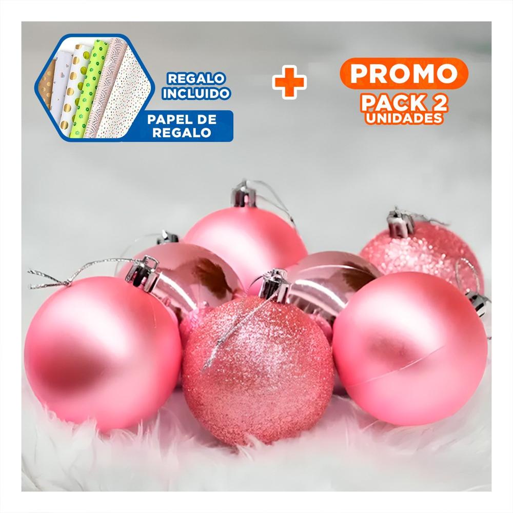 Pack2 Esferas Lujosas para Navidad de Rosa Y+Papel de Regalo
