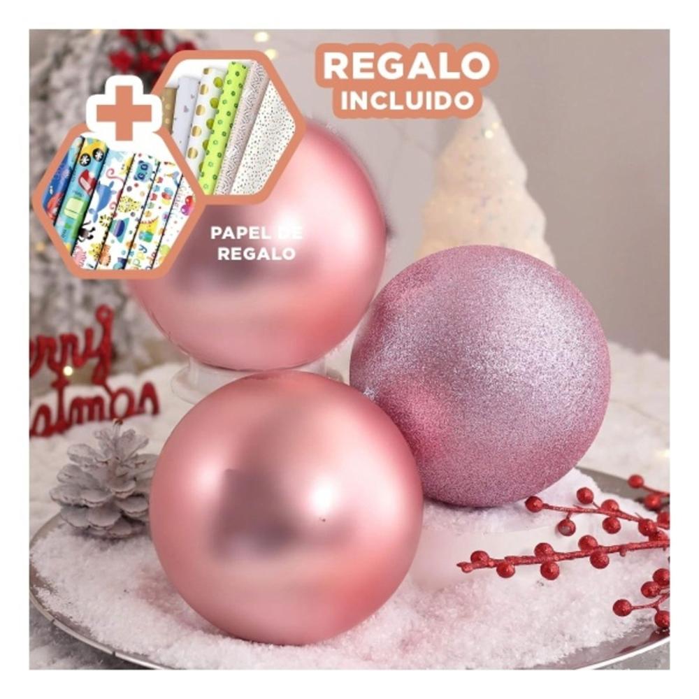 Bolas Navideñas para Sala de Color Rosado Y+Papel de Regalo