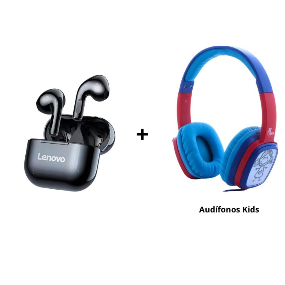 Auriculares Lenovo LP40 negro  más Audifonos Kids