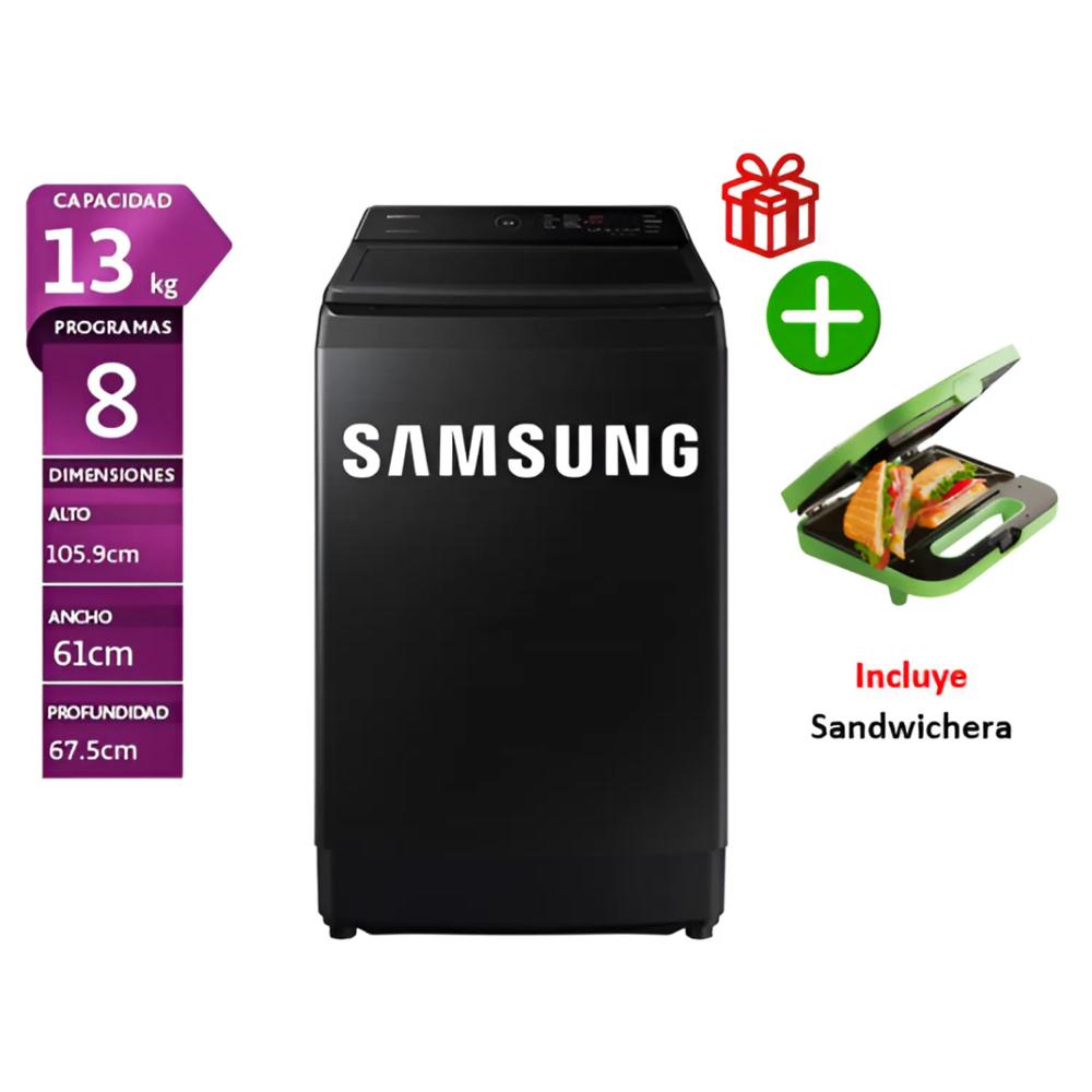 Lavadora Samsung 13 Kg Eco Inverter WA13CG5441BVPE Negro *+ Sandwichera oster