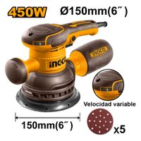 Lijadora Roto Orbital Ingco 450W 150MM RS4516