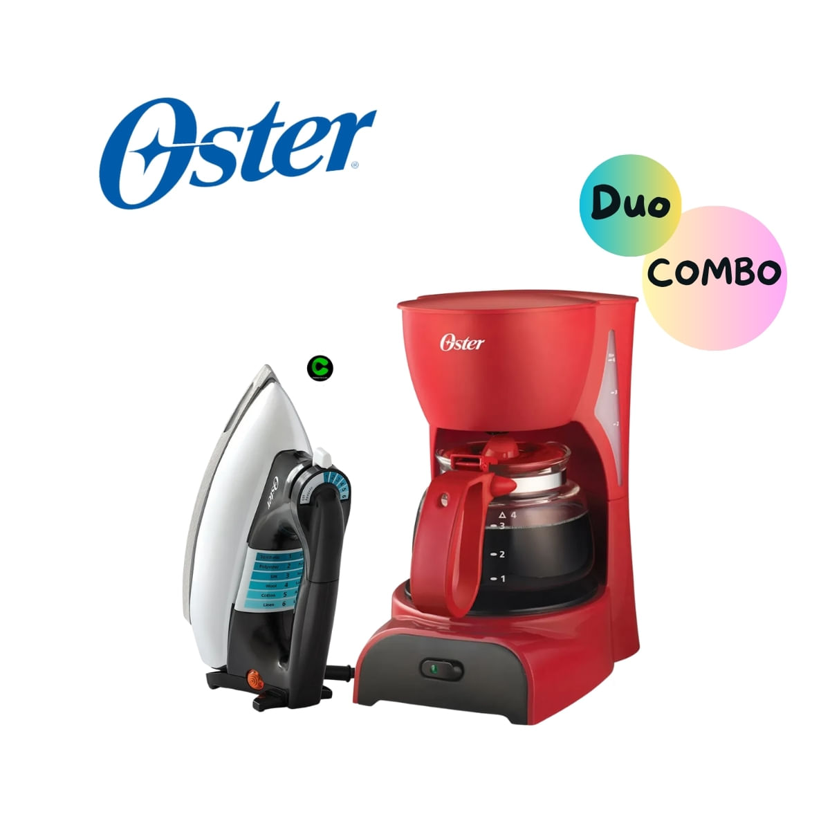 Duo Combo Oster Cafetera 4 Tazas BVSTDCDR5R Y Plancha GCSTBV4119-053