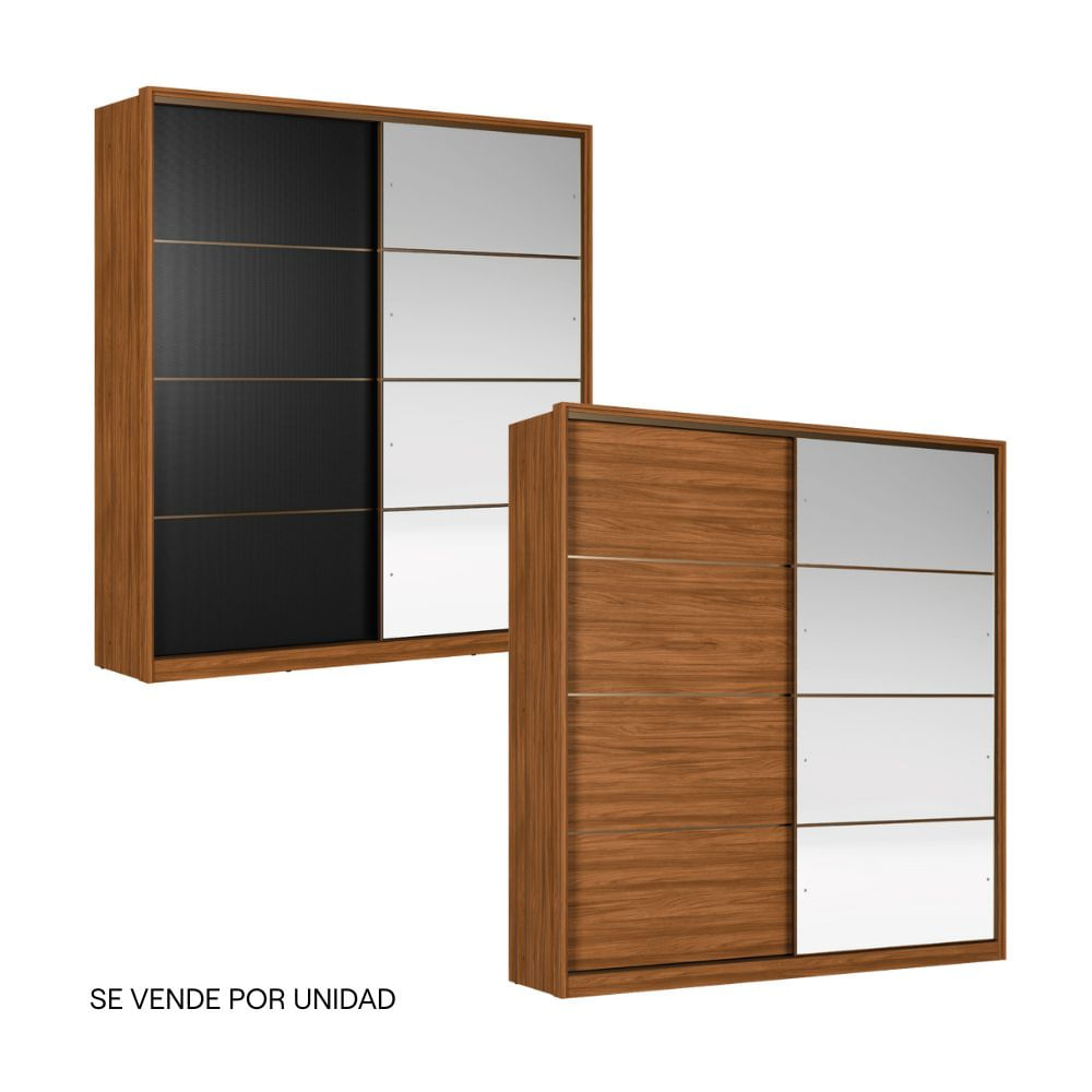 Ropero Belga 2 Puertas 3 Cajones Almendra/Grafito