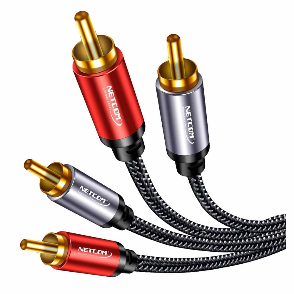 Cable de audio 2 RCA a 2 RCA Macho 1.8 Metros NETCOM