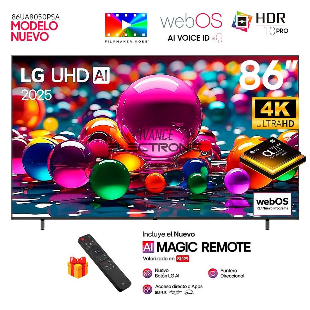 Televisor LG 86 UHD 4K ThinQ AI 86UA8050PSA Smart TV 2025