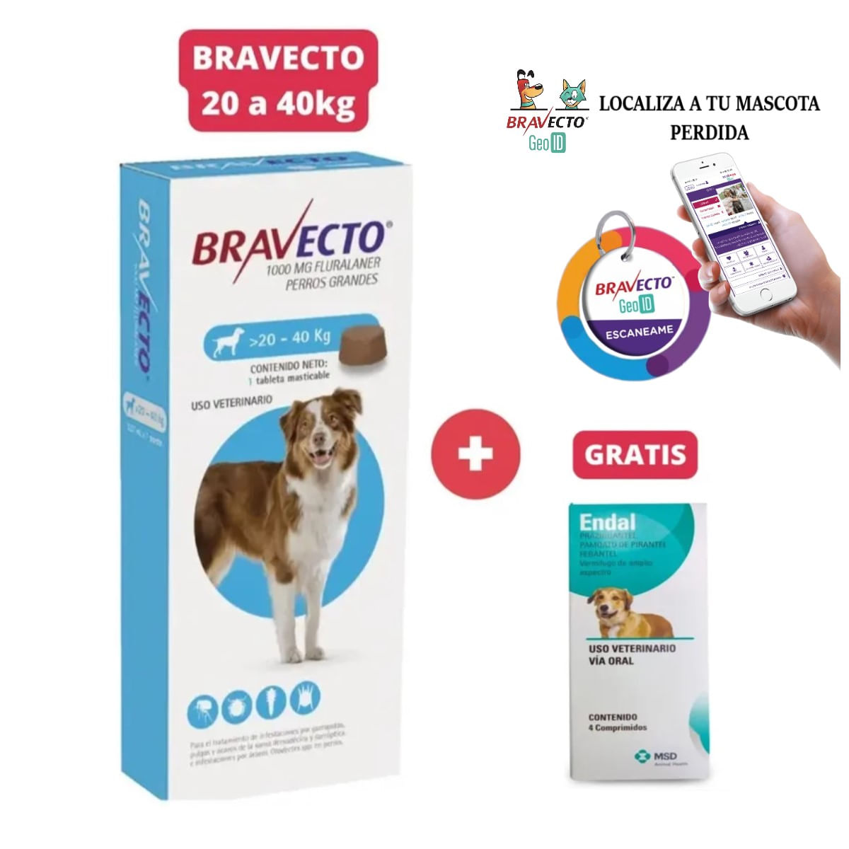 Antipulgas Bravecto para perros de 20 - 40 kg