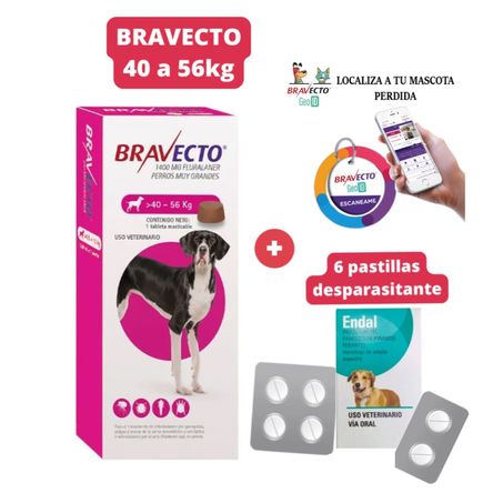 Antipulgas Bravecto para perros de 40 - 56 kg más Geolocalizador para Mascota Antipulgas Bravecto para perros de 40 - 56 kg más Geolocalizador para Mascota