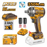 Llave de Impacto Brushless Ingco 20V 350NM con  Batería 2.0AH con Cargador CIWLI20351