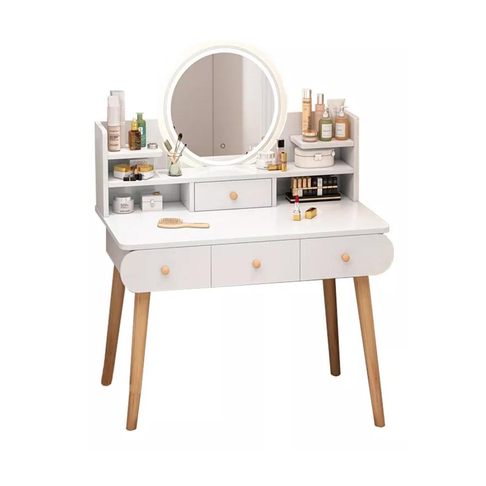 Tocador De Maquillaje Vintage Con Espejo Para Dormitorio Blanco ZZ41