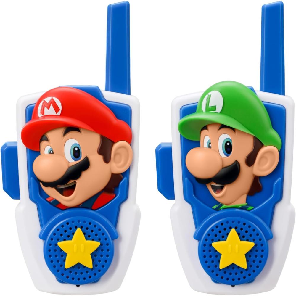 eKids Super Mario walkie talkies infantiles de largo alcance sin estática
