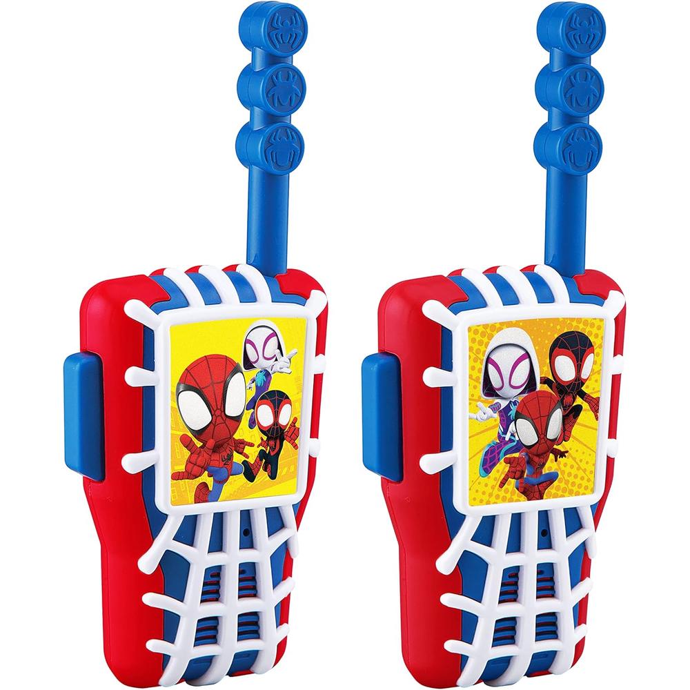 eKids Spidey walkie talkies infantiles de largo alcance sin estática