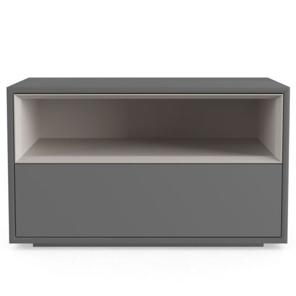 Velador Moderno Essence 1 cajón Taupe/Plomo TU MESITA