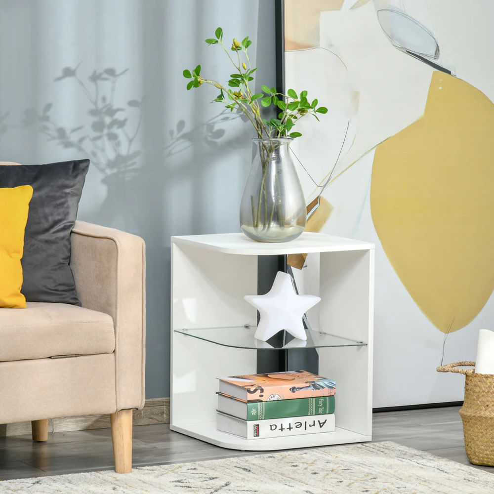 Velador Moderno Lidia Melamina Blanco 40x40x46 TU MESITA