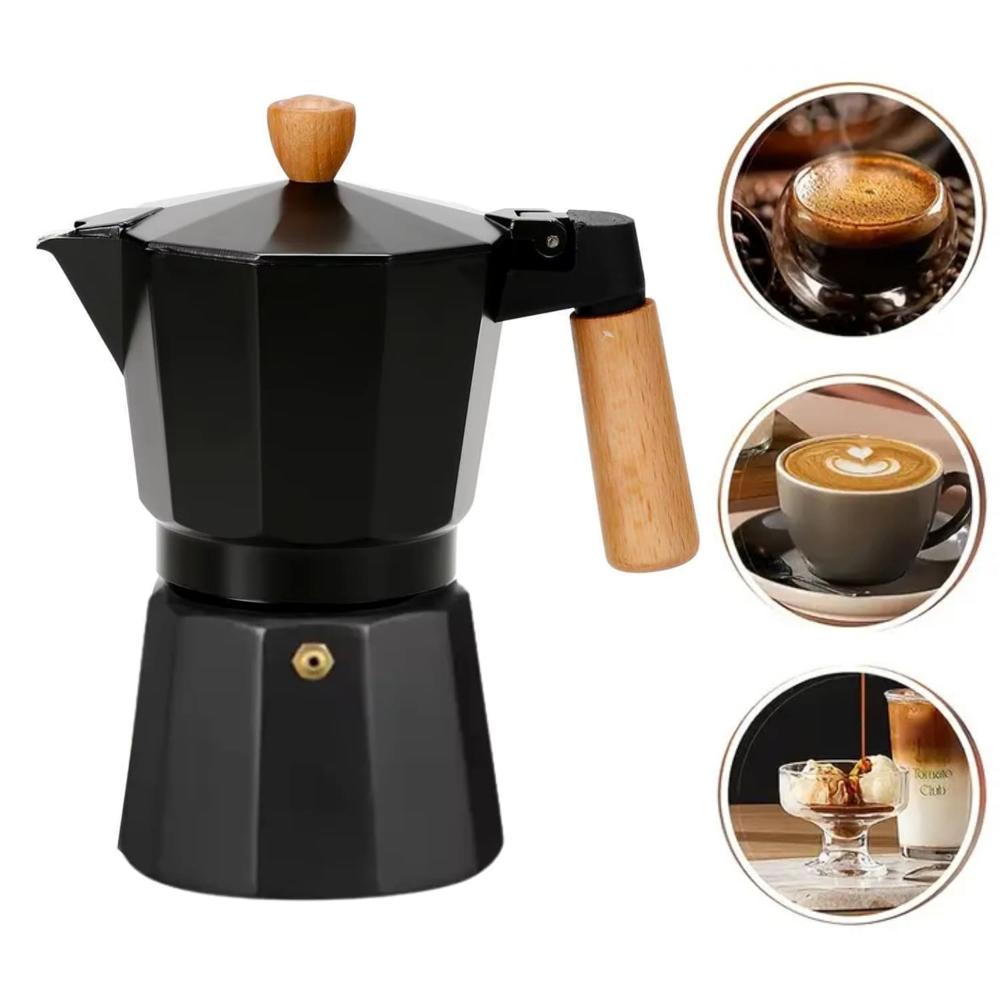 Cafetera Moka Italiana 6 Tazas - 300ml Negro Elegante