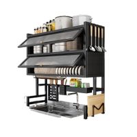 Escurridor con Tapa Acrilica 3 Niveles Organizador de Acero Inoxidable