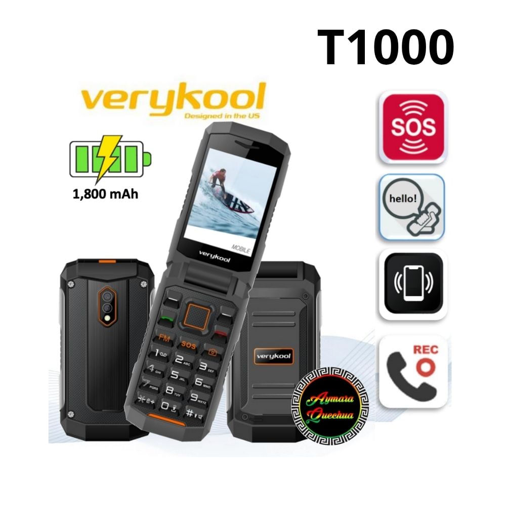 CELULAR BASICO VERYKOOL T1000 FLIP TAPA 2G DUAL SIM -NEGRO