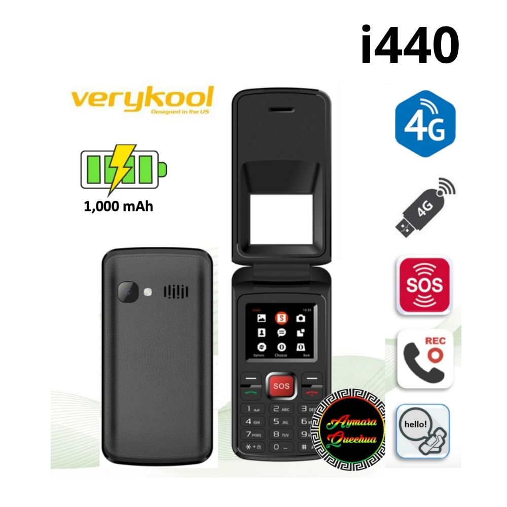 CELULAR BASICO VERYKOOL i440 FLIP TAPA 4G DUAL SIM -NEGRO
