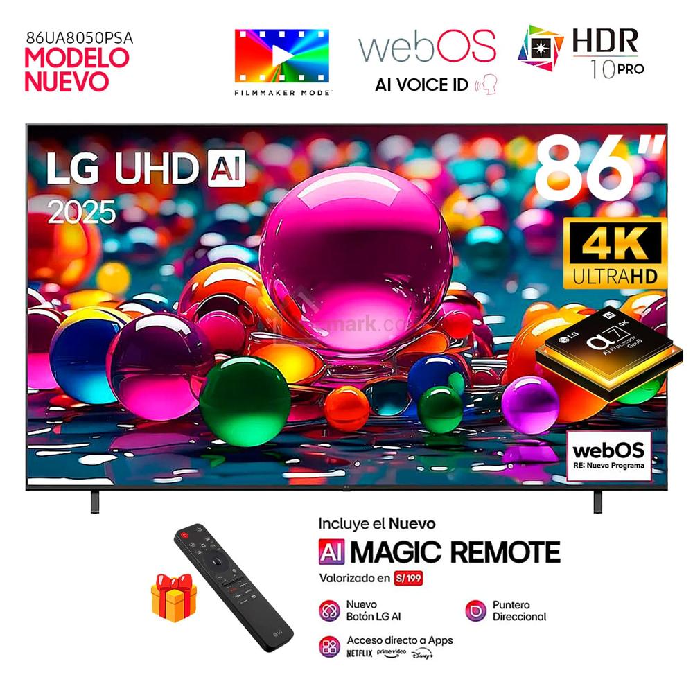 Televisor LG 86 UHD 4K ThinQ AI 86UA8050PSA Smart TV 2025