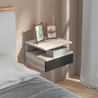 Velador Flotante Moderno Villa 1 Cajón Ártiko/Negro TU MESITA