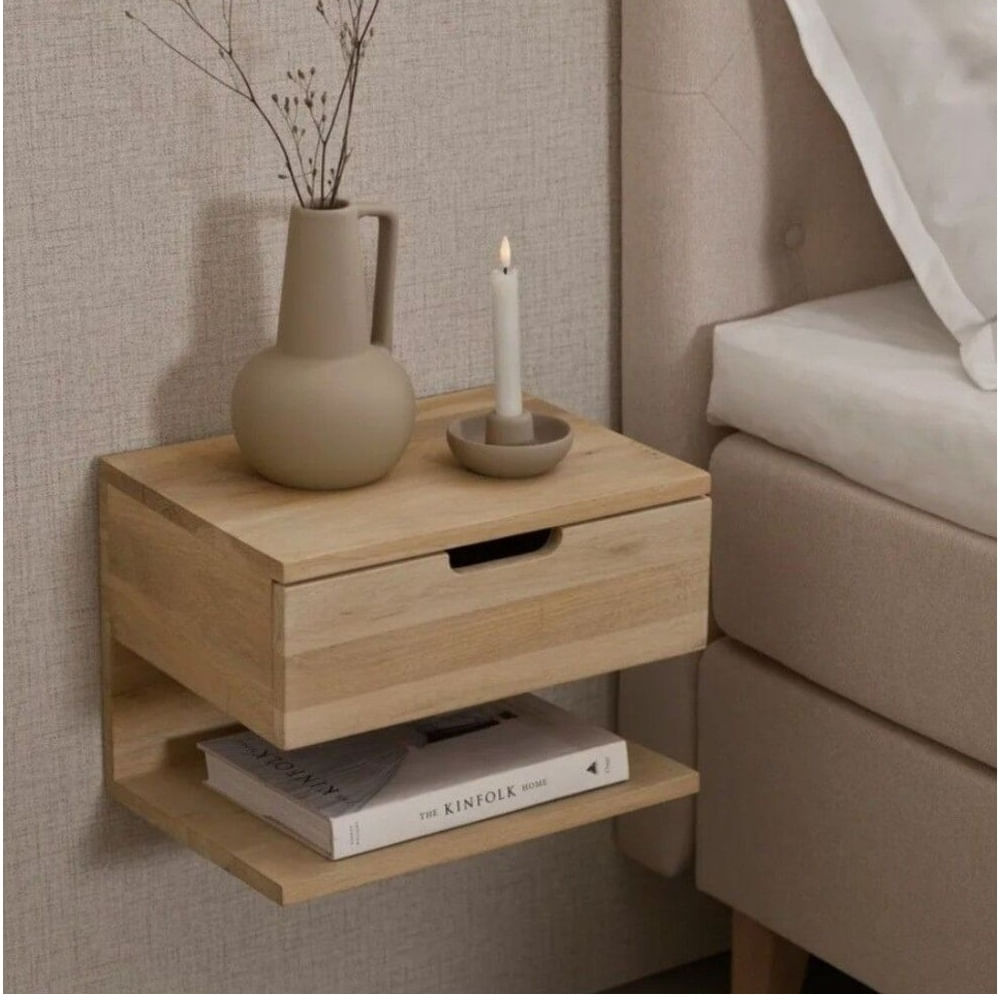 Velador Flotante Moderno Edy 1 Cajón Rovere TU MESITA