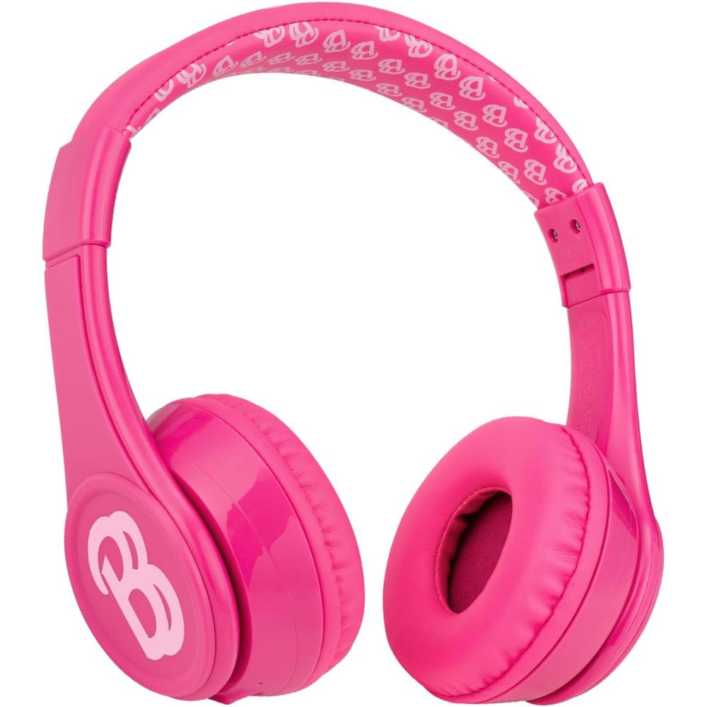 eKids Barbie auriculares Bluetooth rosas infantiles con micrófono y cable auxiliar