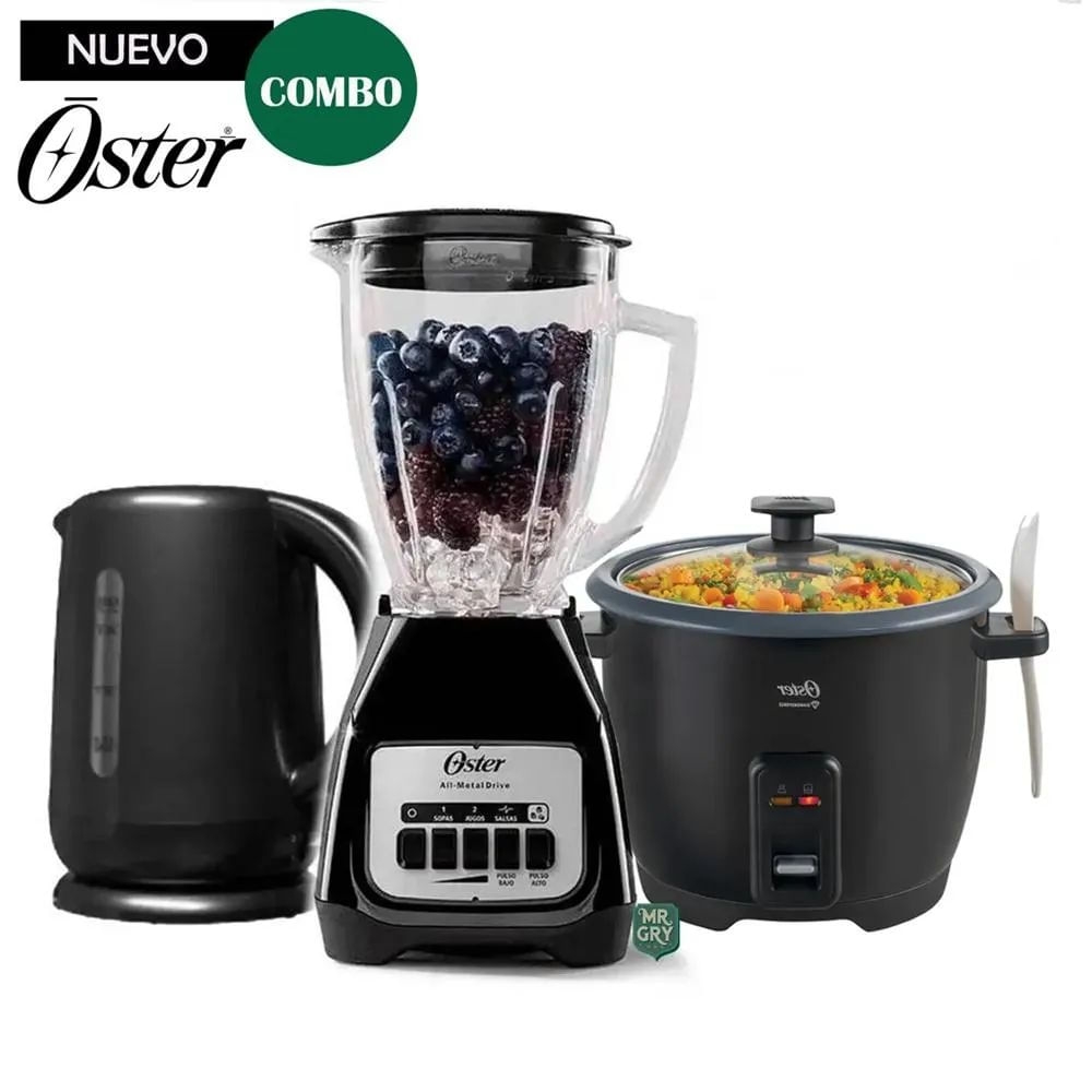 TriCombo Oster Licuadora BPB Olla Arrocera CKSTRCB10DFBLK Hervidor