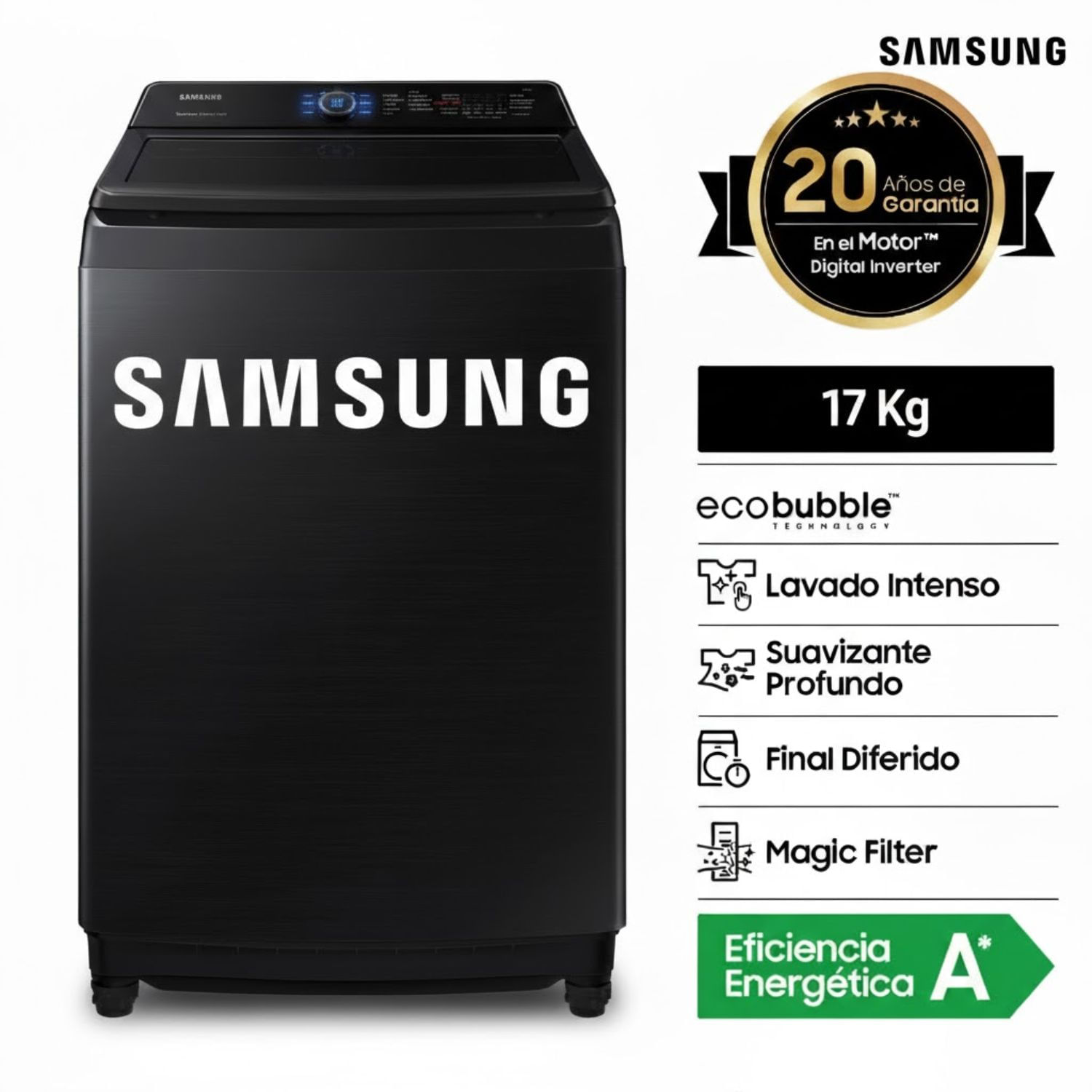 LAVADORA SAMSUNG WA17CG6441BVPE 17KG