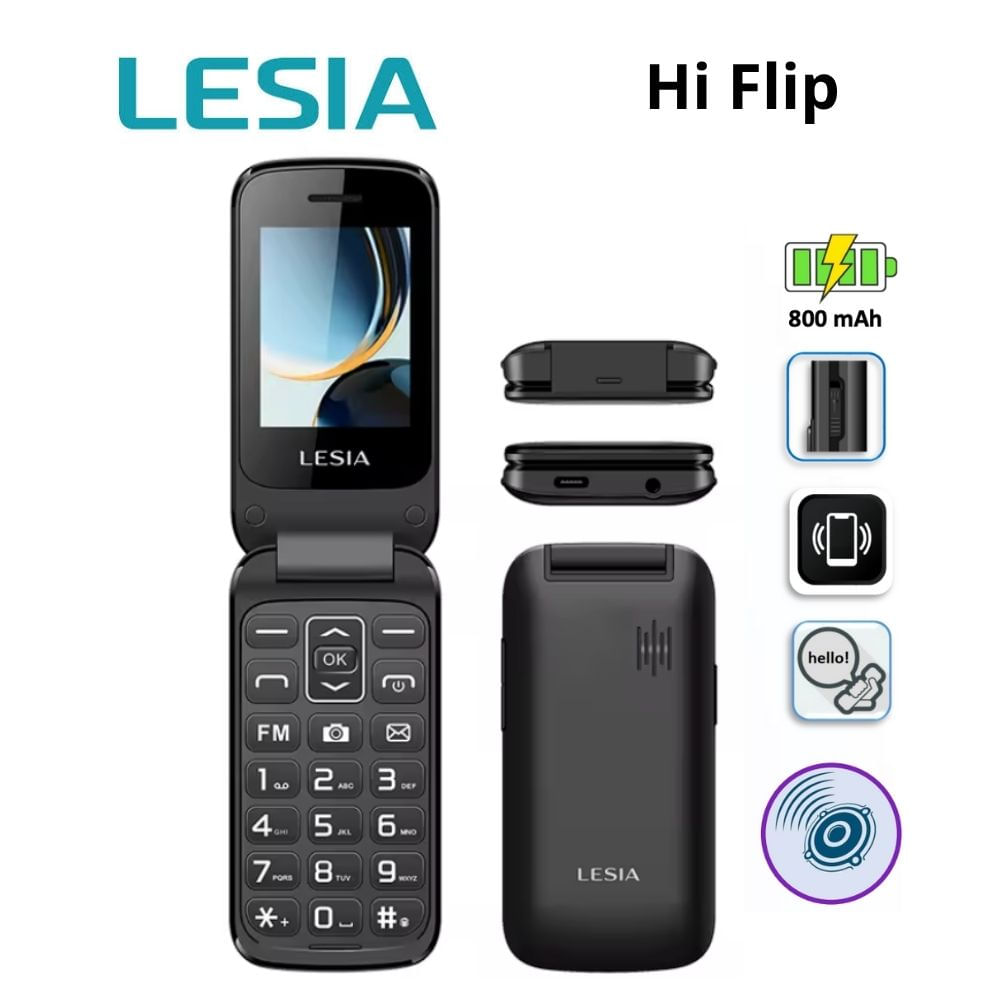 CELULAR BASICO LESIA HELLO HI FLIP TAPA 2G DUAL SIM -NEGRO