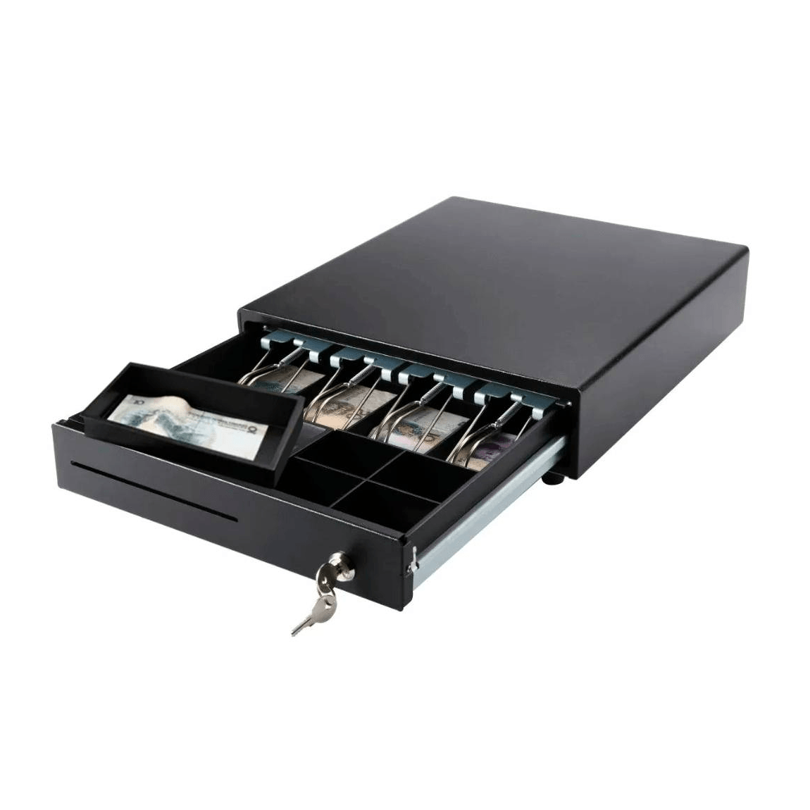 Gaveta cajón dinero metálico caja registradora 33.5x37cm 4 pisabilletes 5 monederos M330S