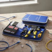 Kit para Red incluye Crimpeador Testeador Pelacable y 15 Adaptadores Rj45 NF-1206