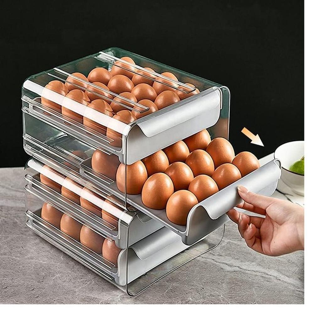 Porta Huevos Organizador Dos Niveles Gris