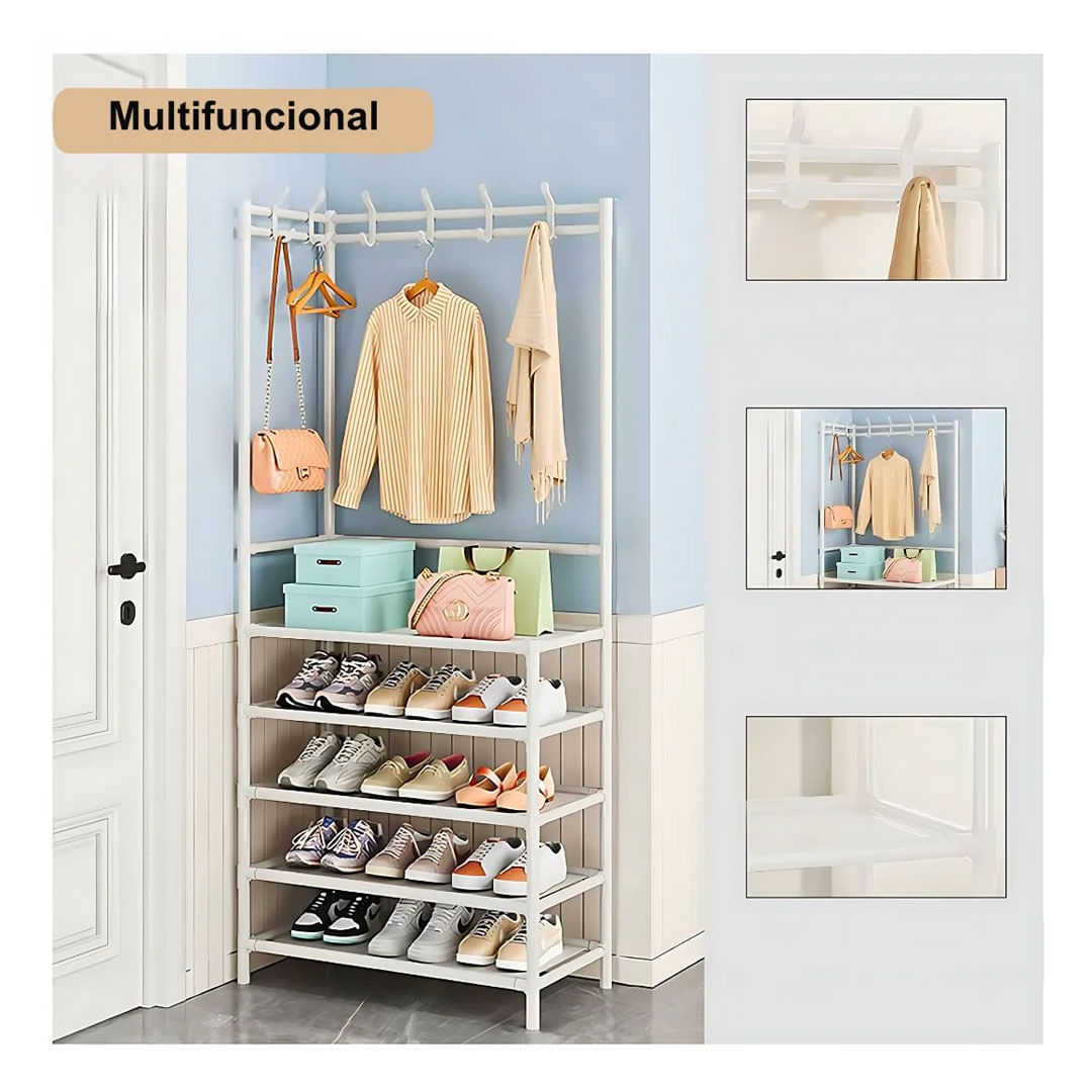 Zapatera Esquinero Perchero Organizador 5 Niveles Grande 170cm Blanco