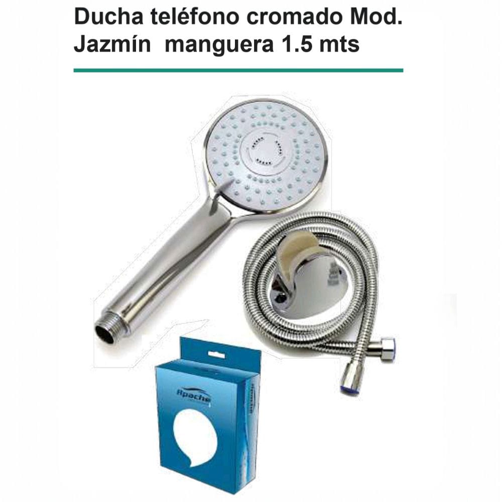 Ducha de mano tipo Teléfono ABS Cromado 5 funciones con manguera de acero cromo 150cm
