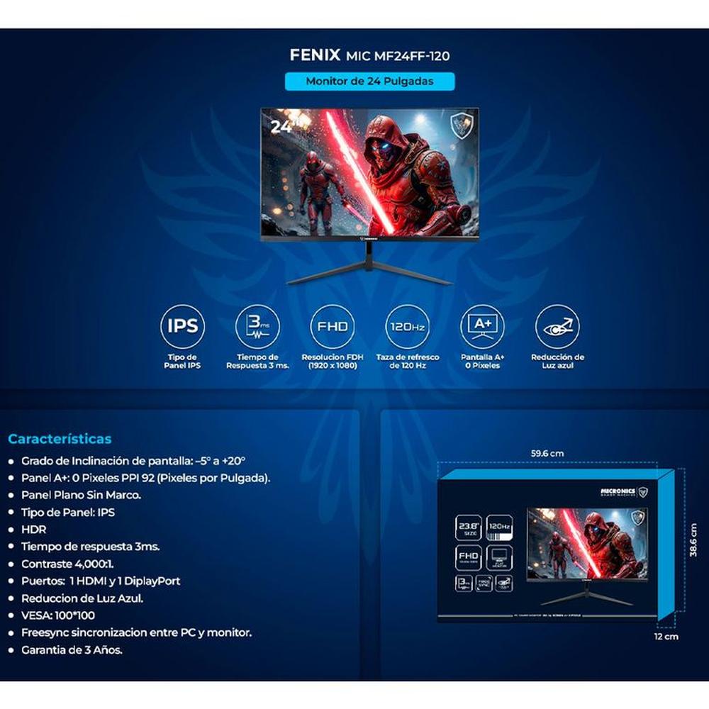 Monitor Gamer Micronics Fenix MF24FF 24 Full HD IPS 120Hz HDR | Promart ...