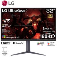 Monitor Gaming LG 32 UltraGear, IPS, QHD, 180Hz, 1ms, G-Sync