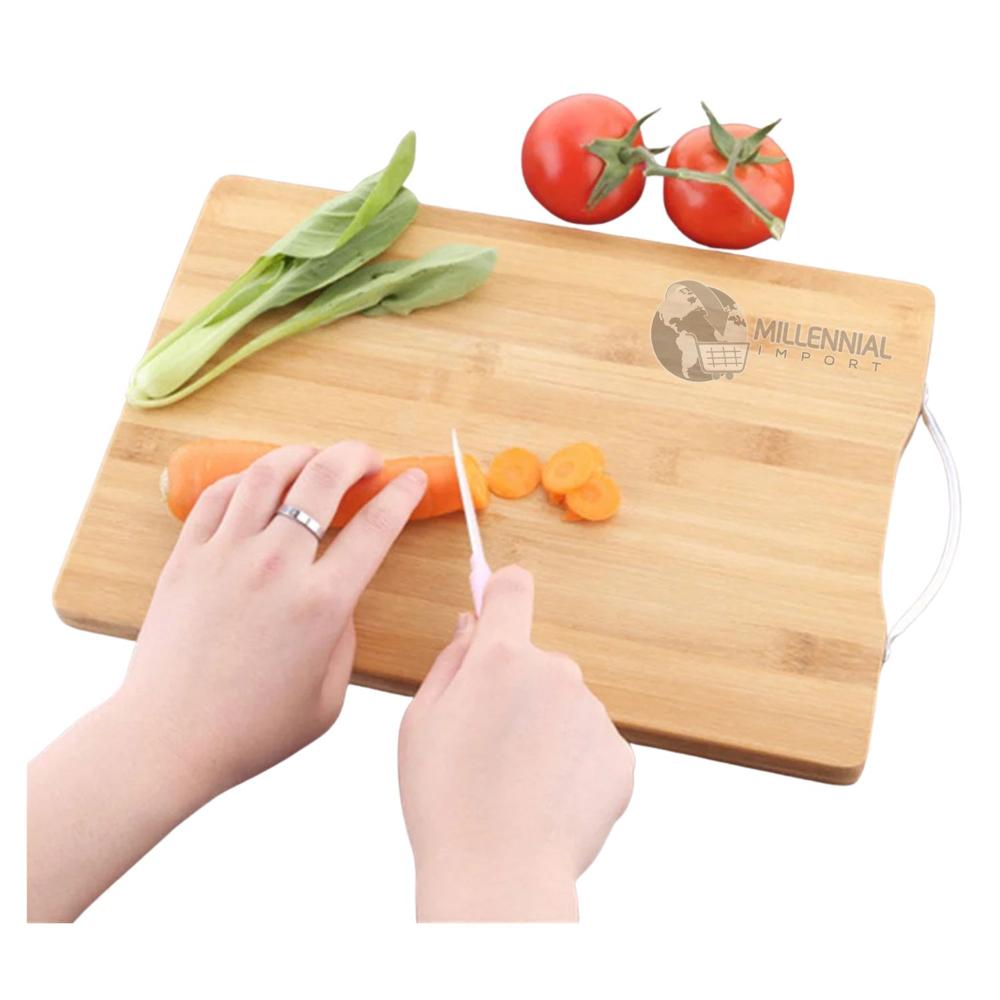 Tabla para Cortar de Bambú para Cocina con Asa 34cm