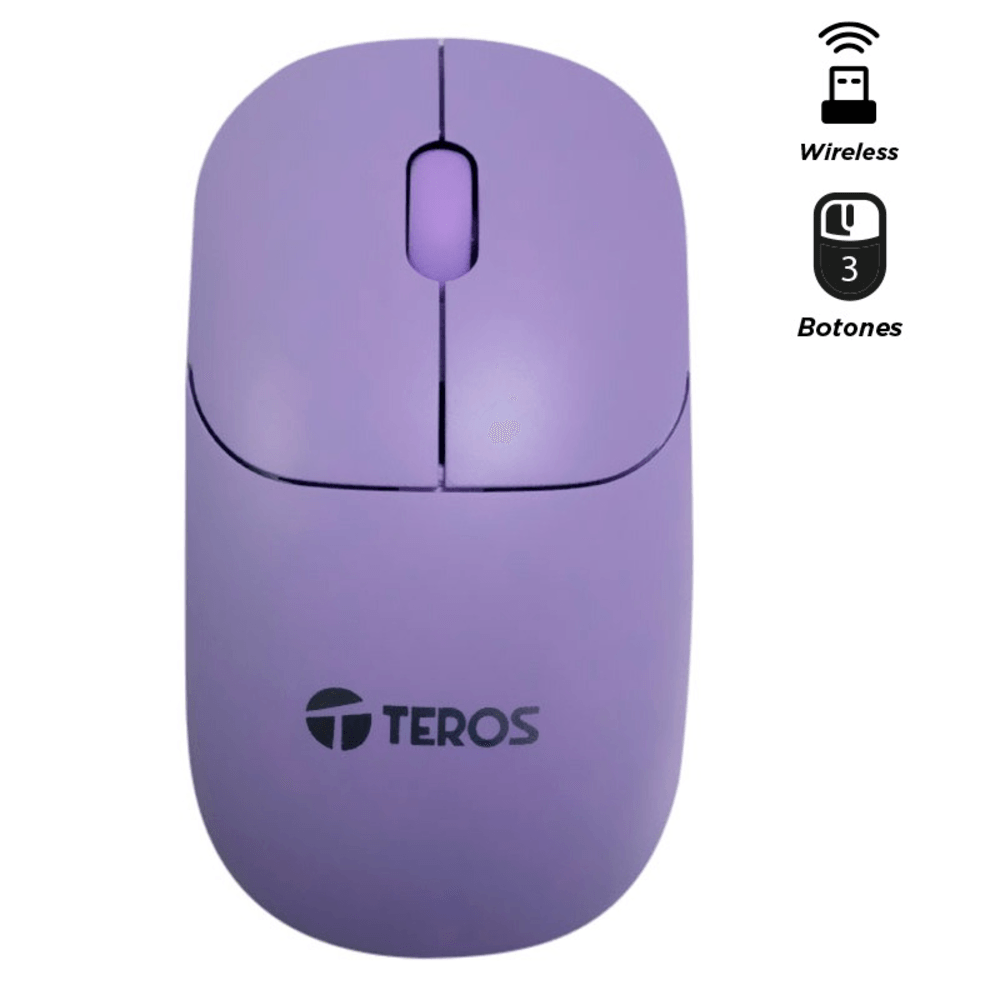 Mouse óptico inalámbrico TEROS TE-1219S, 1000 DPI, receptor USB, 3 botones, color