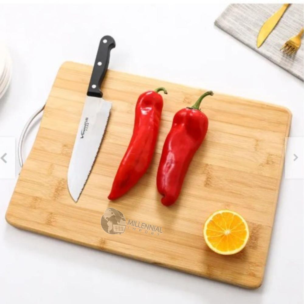 Tabla de Cocina para Picar Alimentos 34cm con Asa de Bambú