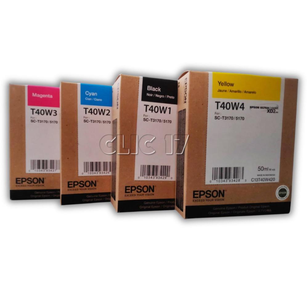 Kit Tinta Original Epson T40W Negro Cian Magenta Amarillo T3170 T5170