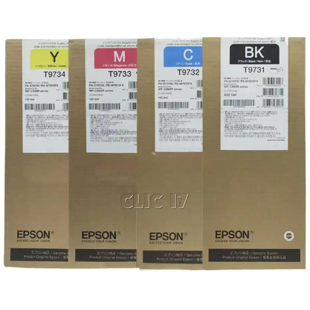kit Tinta Original Epson T973 CMYK 4 Colores WF-C869R 973
