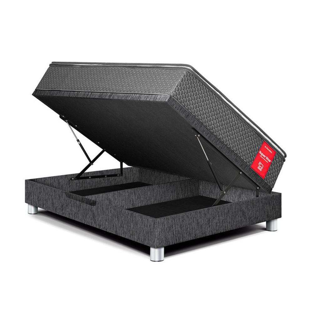 Cama Boxet Super Star 1.5 Plazas Charcoal Paraiso