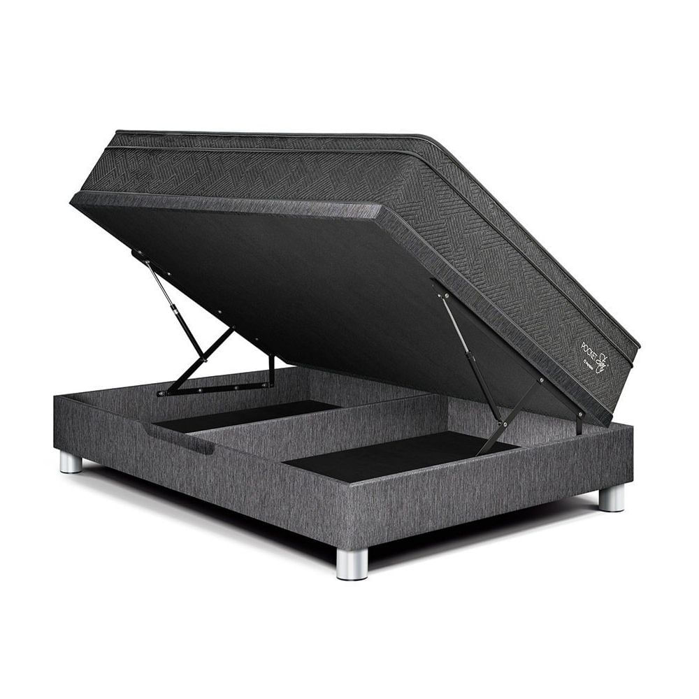 Cama Boxet Pocket Star 1.5 Plazas Gris Paraiso